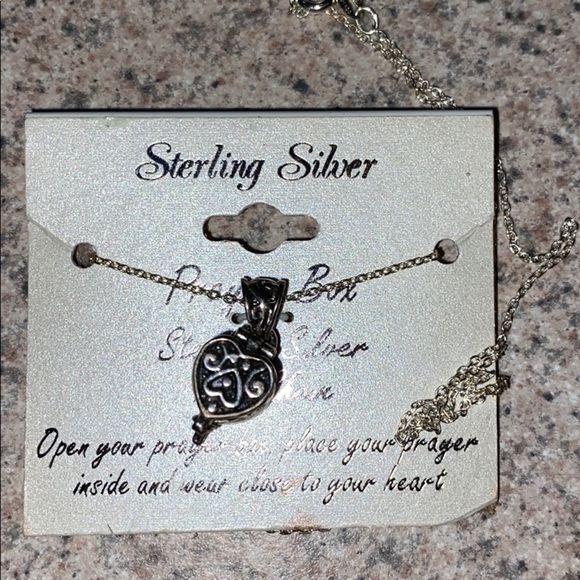 Sterling silver HEART Prayer Box w/18” chain Holy first communion - Picture 1 of 4